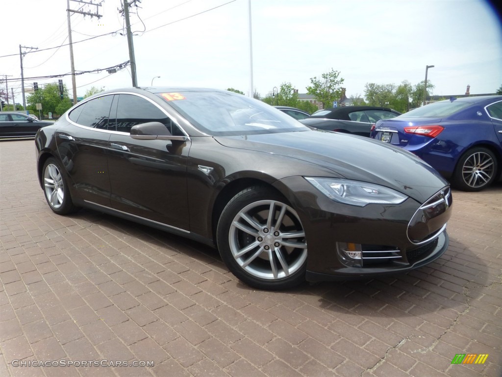 Brown Metallic / Black Tesla Model S 
