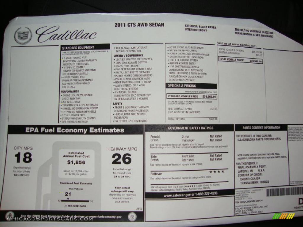 2011 CTS 4 3.0 AWD Sedan - Black Raven / Ebony photo #21