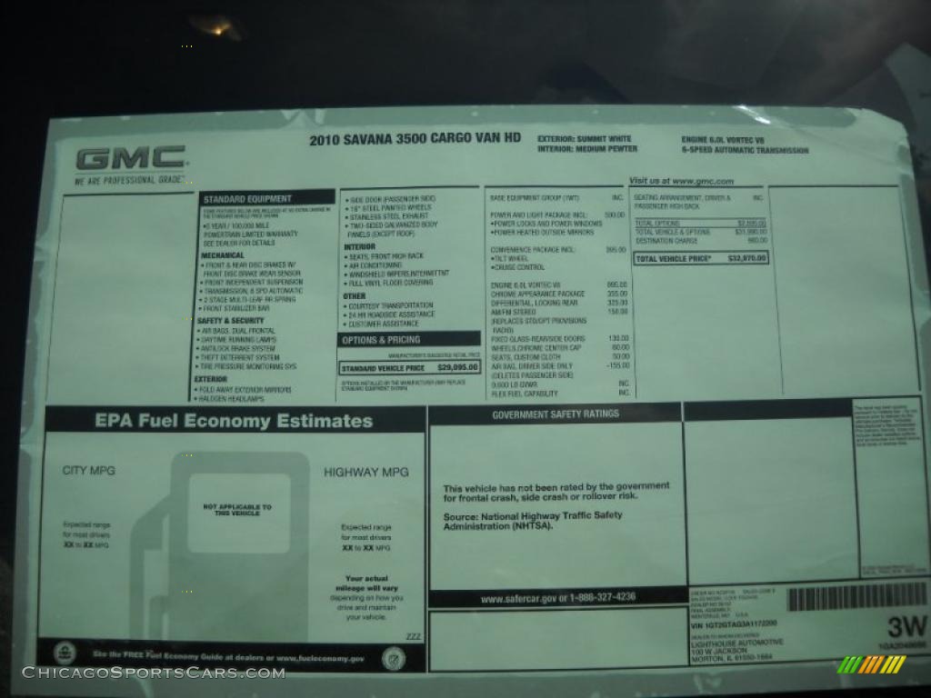 2010 Savana Van 3500 Cargo - Summit White / Medium Pewter photo #25
