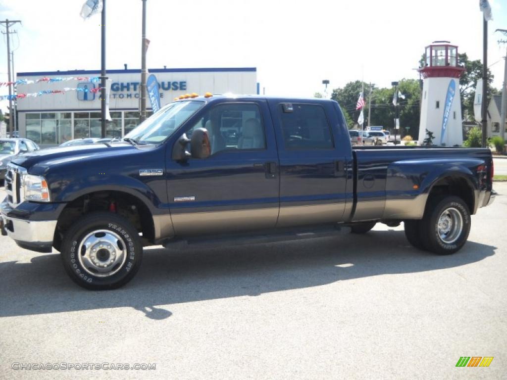 2006 F350 Super Duty Lariat Crew Cab 4x4 Dually - True Blue Metallic / Tan photo #2