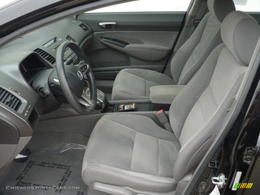 2009 Civic LX Sedan - Crystal Black Pearl / Gray photo #2