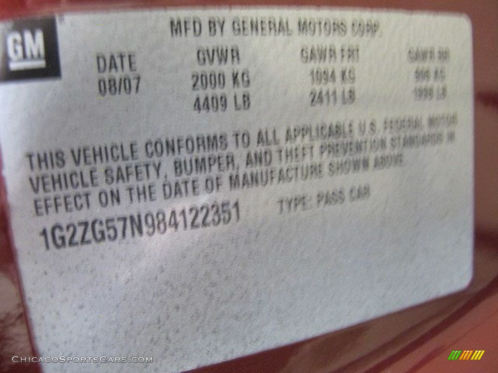 2008 G6 V6 Sedan - Performance Red Metallic / Ebony Black photo #36